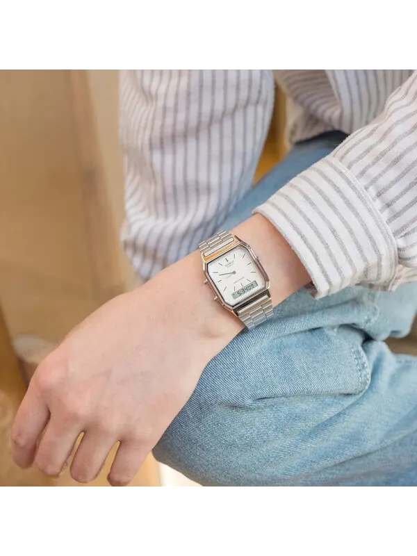 Часы CASIO Waterproof Mens White Analog/Digital Combo — изображение 4 из 4, оттенок белый
