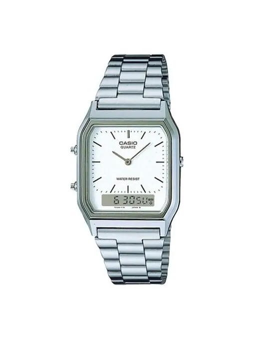Часы CASIO Waterproof Stainless Steel Strap Mens Silver Analog/Digital Combo — изображение 1 из 4, оттенок серебряный