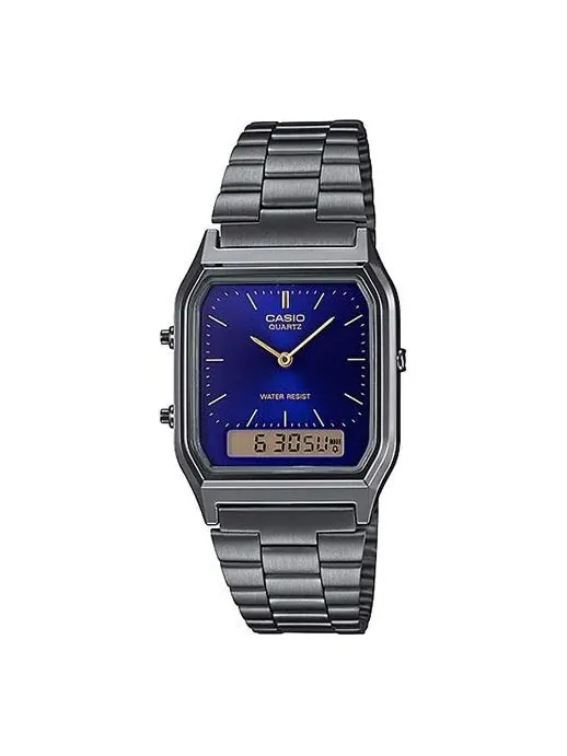 Часы CASIO Quartz Stainless Steel Strap Waterproof Unisex Mens Blue Analog/Digital Combo — изображение 1 из 2, оттенок синий