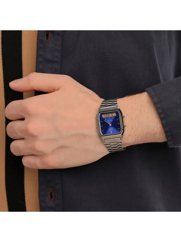 Часы CASIO Quartz Stainless Steel Strap Waterproof Unisex Mens Blue Analog/Digital Combo — изображение 2 из 2, оттенок синий