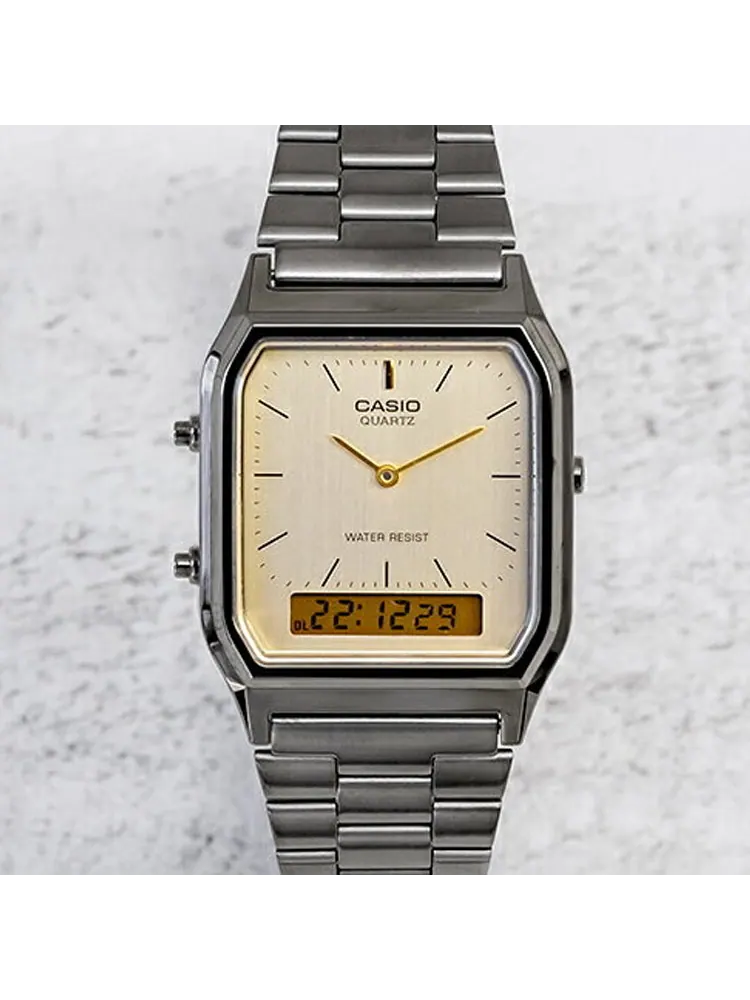 Часы CASIO Waterproof Stainless Steel Strap Mens Gray Analog/Digital Combo — изображение 4 из 7, оттенок серый