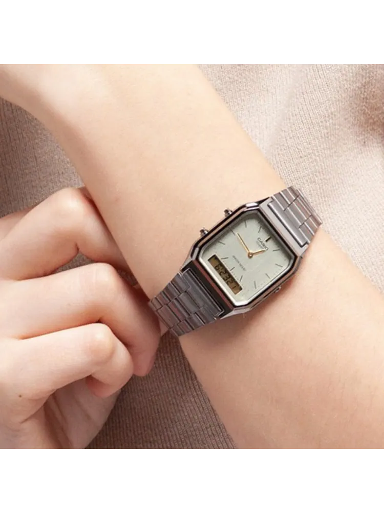 Часы CASIO Waterproof Stainless Steel Strap Mens Gray Analog/Digital Combo — изображение 5 из 7, оттенок серый