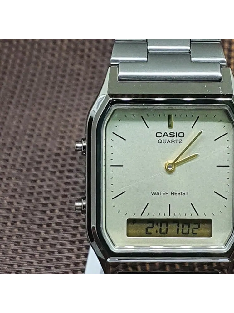 Часы CASIO Waterproof Stainless Steel Strap Mens Gray Analog/Digital Combo — изображение 7 из 7, оттенок серый