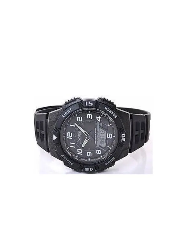 Часы CASIO Waterproof Sports Shockproof Solar Powered Mens Black Analog — изображение 2 из 4, оттенок черный