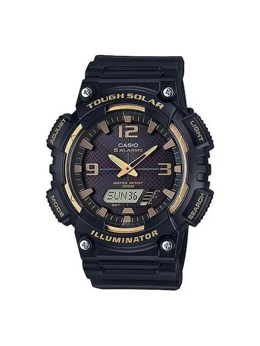 Часы CASIO Waterproof Sports Solar Powered Mens Black/Gold Analog/Digital Combo — изображение 1 из 4