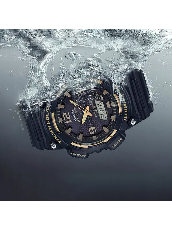 Часы CASIO Waterproof Sports Solar Powered Mens Black/Gold Analog/Digital Combo — изображение 2 из 4