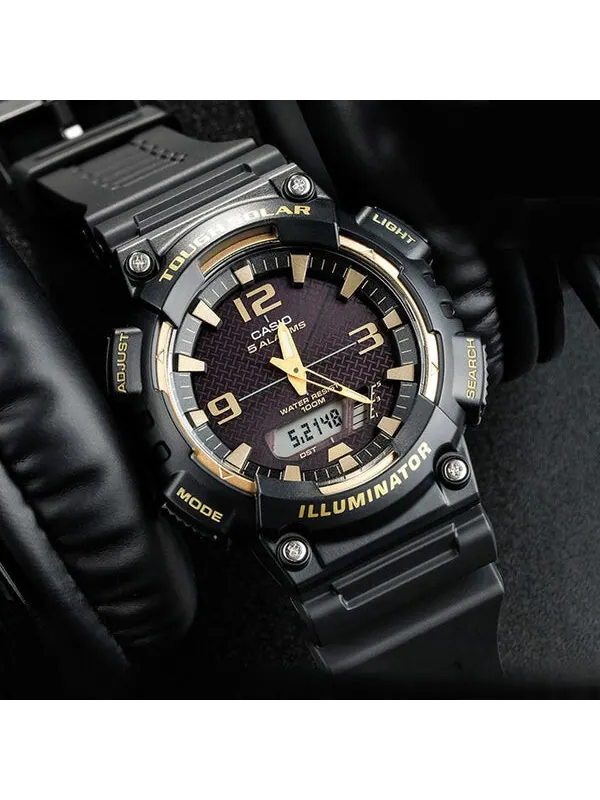 Часы CASIO Waterproof Sports Solar Powered Mens Black/Gold Analog/Digital Combo — изображение 3 из 4