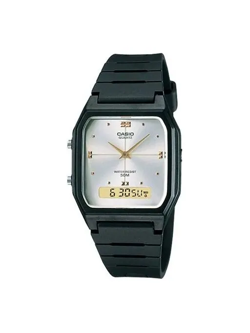 Часы CASIO Quartz Waterproof White Dial Mens White Analog/Digital Combo — изображение 1 из 3, оттенок белый