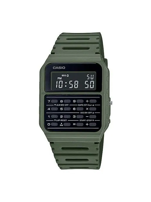 Часы CASIO Quartz Waterproof Sports Unisex Mens GrayGreen Digital — изображение 1 из 2, оттенок зеленый