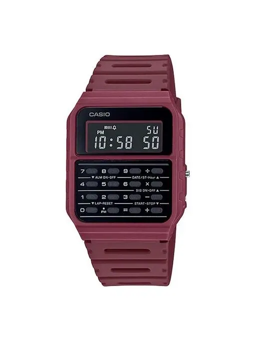 Часы CASIO Quartz Waterproof Sports Unisex Mens Dark Red Digital — изображение 1 из 4, оттенок темный красный