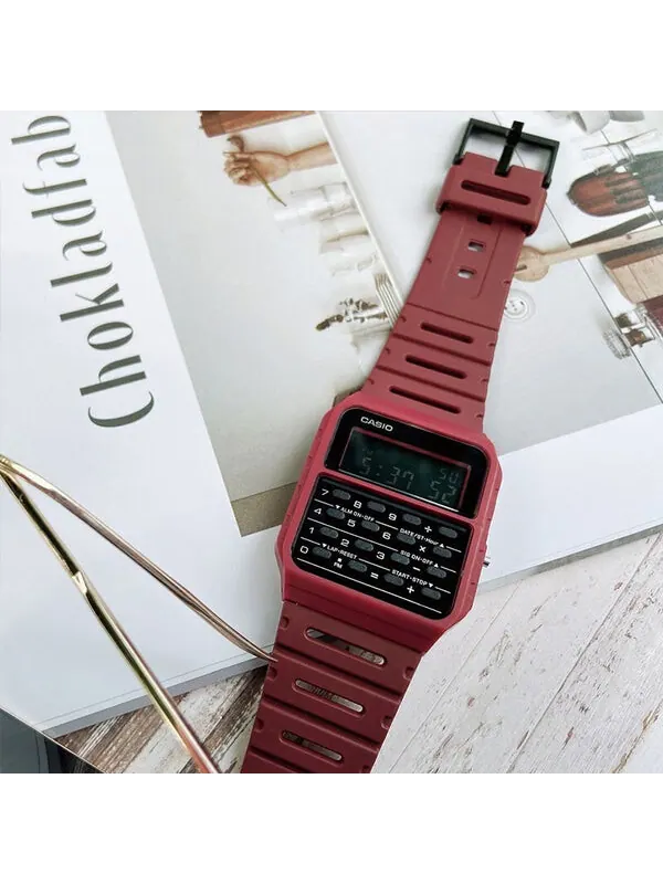 Часы CASIO Quartz Waterproof Sports Unisex Mens Dark Red Digital — изображение 2 из 4, оттенок темный красный