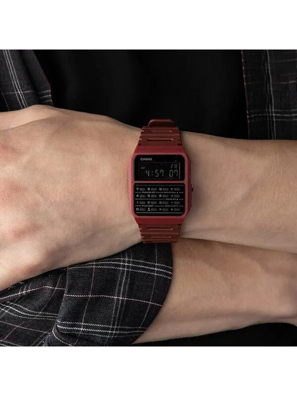 Часы CASIO Quartz Waterproof Sports Unisex Mens Dark Red Digital — изображение 4 из 4, оттенок темный красный