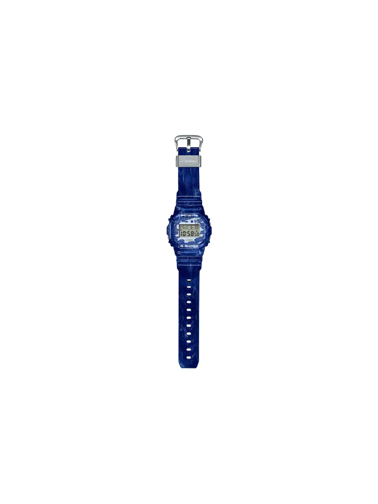 Часы Casio G-Shock синие с узорами в стиле сине-белого фарфора — изображение 3 из 6