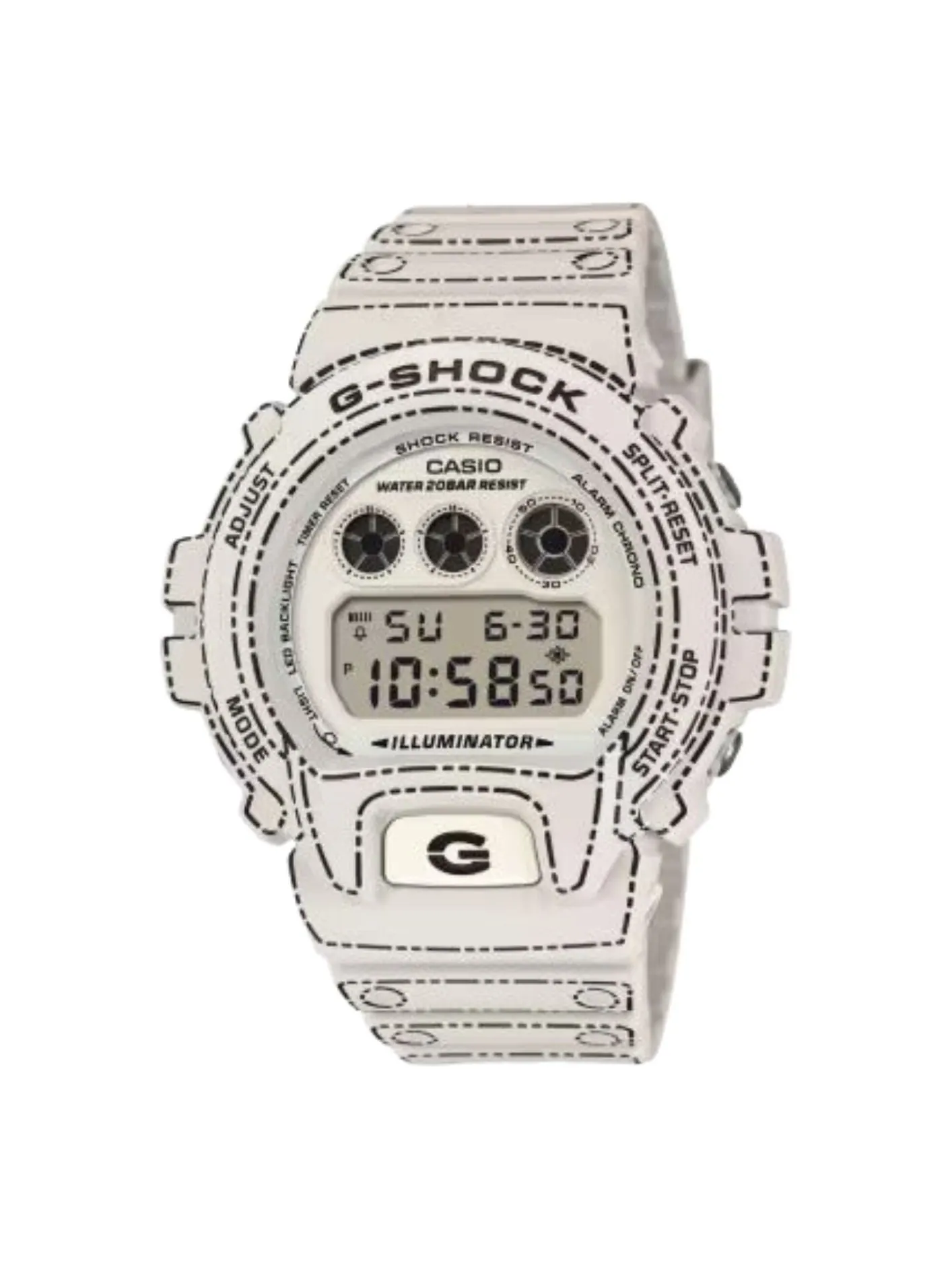 Casio G-Shock 6900 Series Аналогово-цифровые часы, произведено в Японии, цвет «белый», модель — изображение 1 из 2