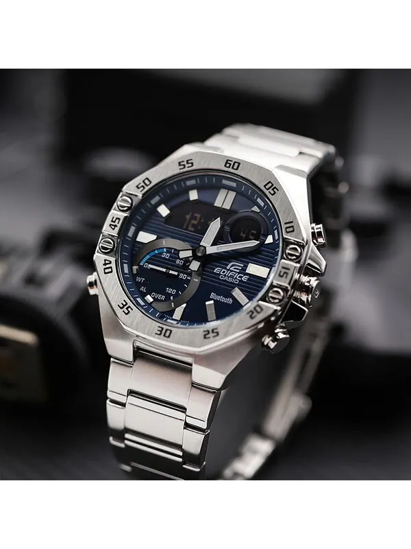 Часы Casio Edifice Waterproof Analog-Digital Watch 'Marine Blue Silver' — изображение 4 из 4, оттенок синий