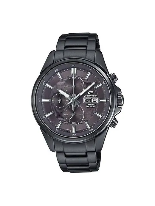 Часы CASIO Men's EDIFICE Metal IPBLACK Particle Coated Racing Mens Black Analog — изображение 1 из 3, оттенок черный
