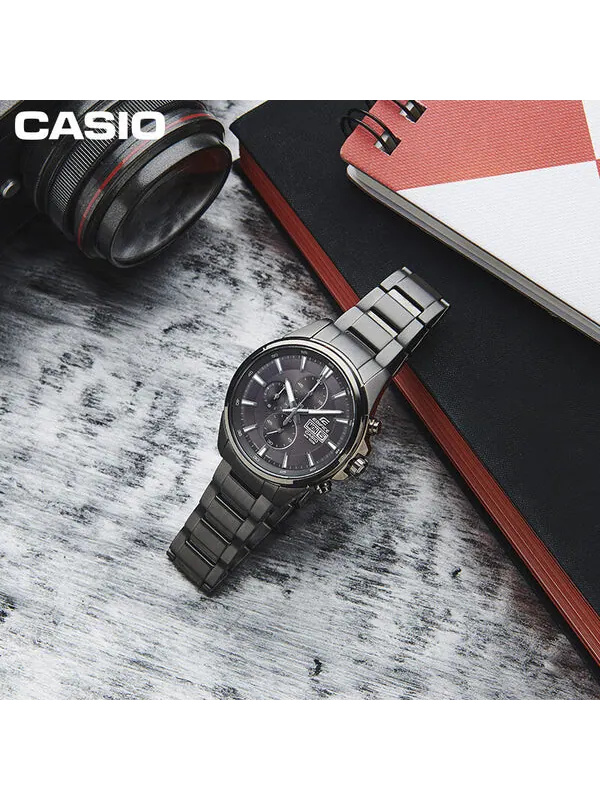 Часы CASIO Men's EDIFICE Metal IPBLACK Particle Coated Racing Mens Black Analog — изображение 2 из 3, оттенок черный