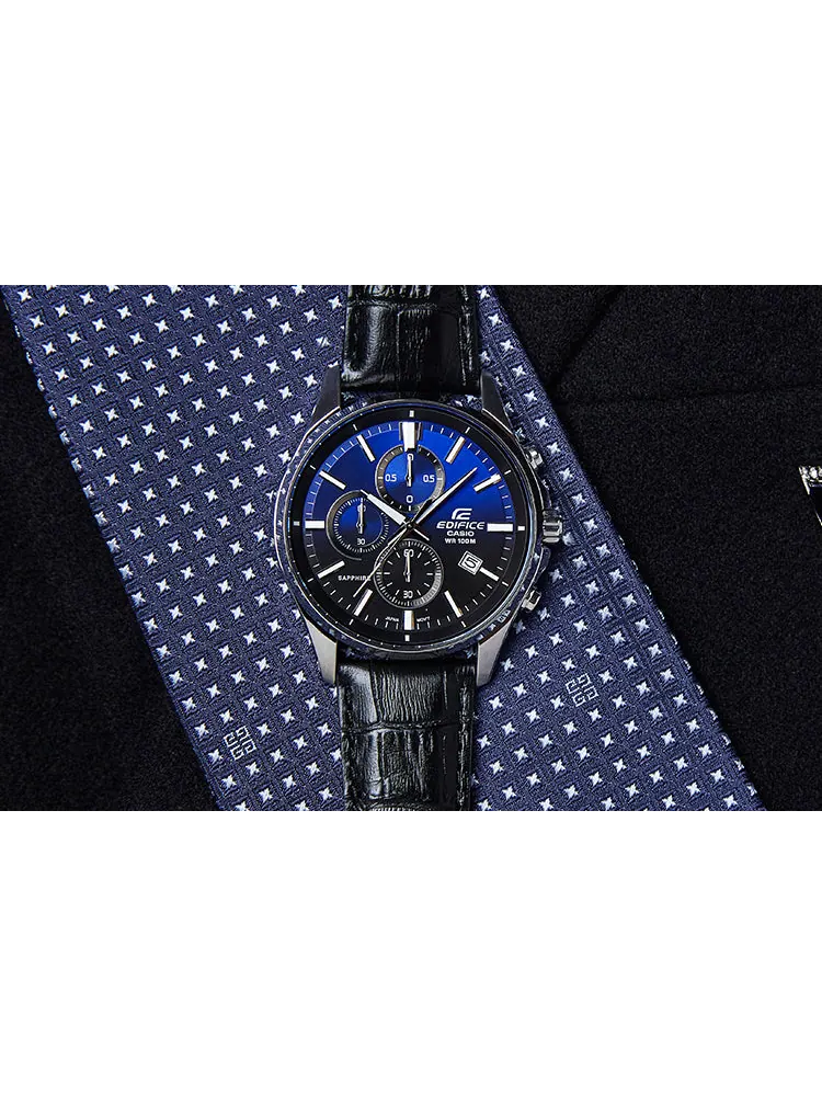 Часы CASIO Quartz Waterproof Sapphire Crystal EDIFICE Mens Blue Analog — изображение 2 из 8, оттенок синий