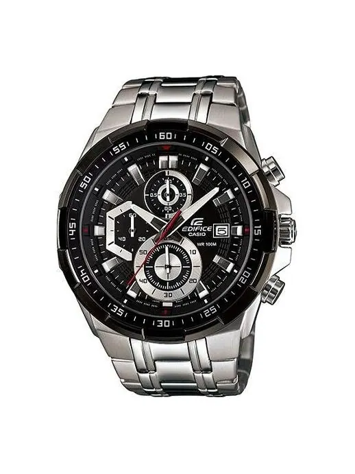 Часы CASIO EDIFICE Waterproof Stainless Steel Strap Mens Black Analog — изображение 1 из 4, оттенок черный