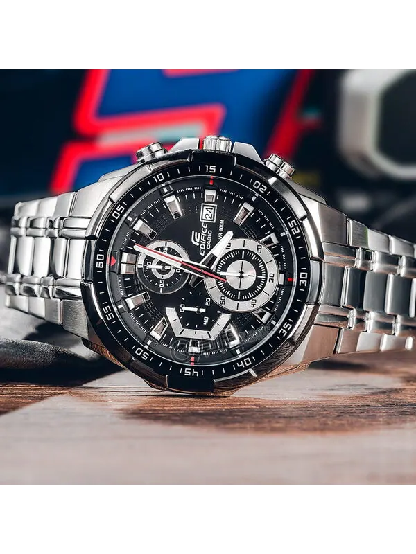 Часы CASIO EDIFICE Waterproof Stainless Steel Strap Mens Black Analog — изображение 3 из 4, оттенок черный