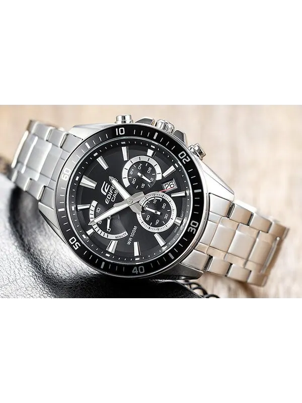 Часы CASIO EDIFICE Waterproof Sports Stainless Steel Strap Mens Black Analog — изображение 2 из 4, оттенок черный