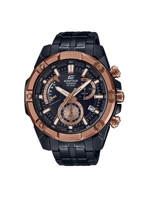 Часы CASIO EDIFICE Waterproof Mens Black/Gold Analog — изображение 1 из 4, оттенок золото