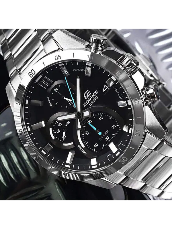 Часы CASIO EDIFICE Stainless Steel Strap Mens BlackSilver Analog — изображение 3 из 3, оттенок серебристый