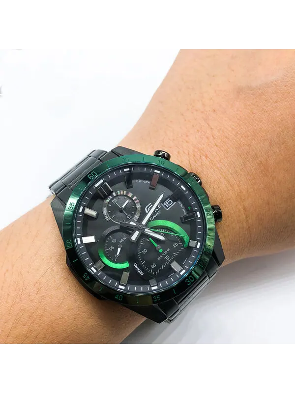 Часы CASIO Waterproof EDIFICE Mens BlackGreen Analog — изображение 2 из 2, оттенок зеленый