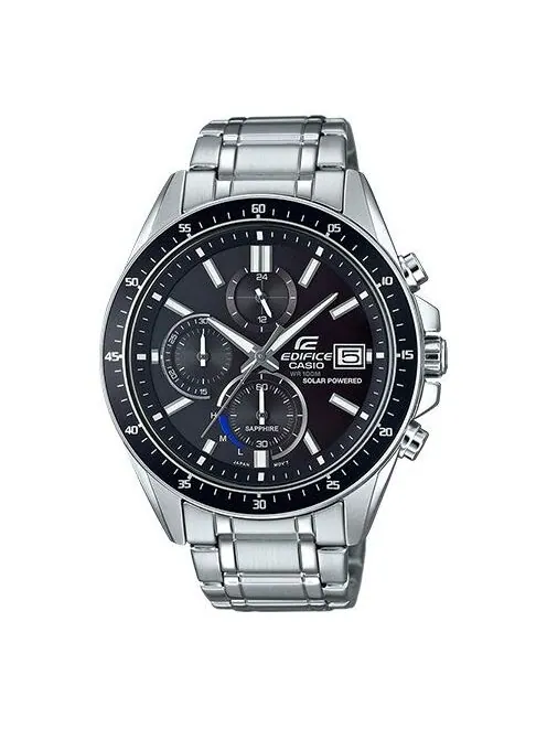 Часы CASIO EDIFICE Quartz Waterproof Solar Powered Stainless Steel Strap Mens Black Analog — изображение 1 из 4