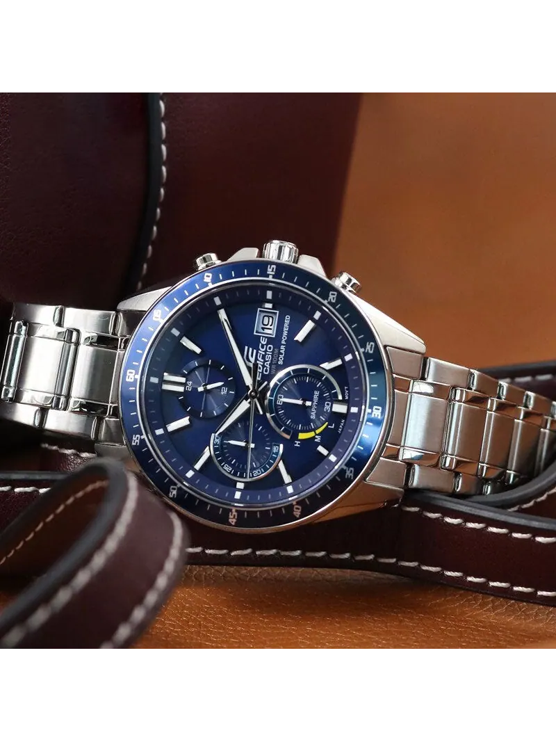 Часы CASIO EDIFICE Waterproof Sapphire Crystal Solar Powered Stainless Steel Strap Mens Silver Analog — изображение 7 из 10