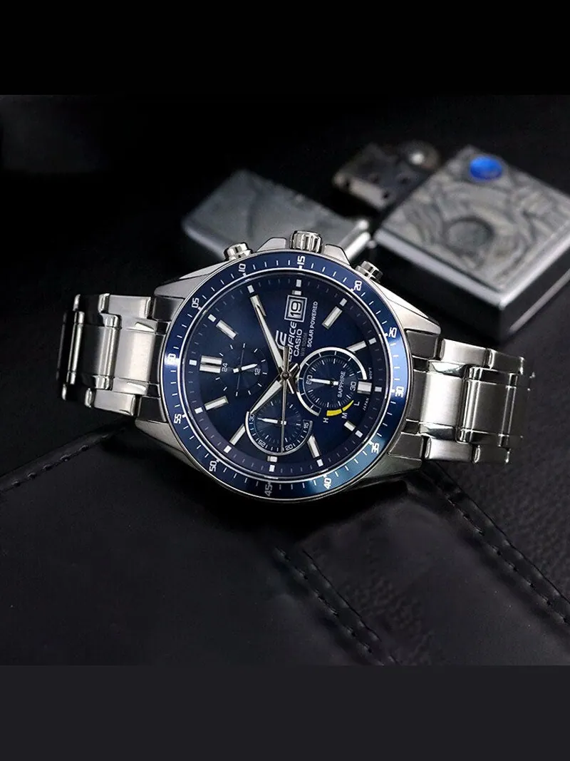 Часы CASIO EDIFICE Waterproof Sapphire Crystal Solar Powered Stainless Steel Strap Mens Silver Analog — изображение 8 из 10