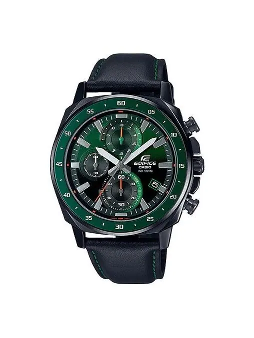Часы CASIO Waterproof EDIFICE Mens BlackGreen Analog — изображение 1 из 4, оттенок зеленый