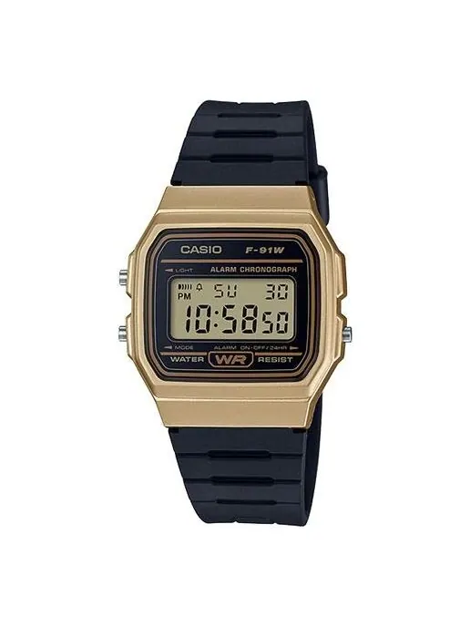 Часы CASIO Waterproof Unisex Mens Black/Gold Digital — изображение 1 из 4, оттенок черный/золотистый