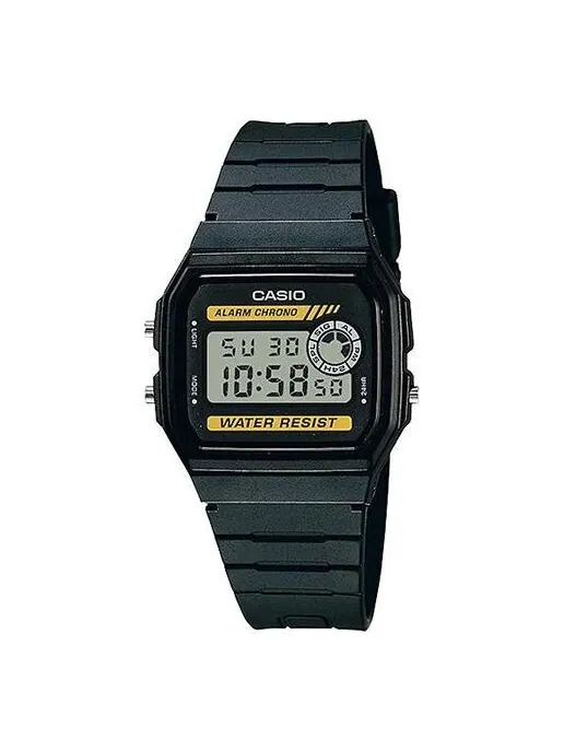 Часы CASIO Quartz Waterproof Sports Unisex Mens Black/Yellow Digital — изображение 1 из 4, оттенок черный/желтый