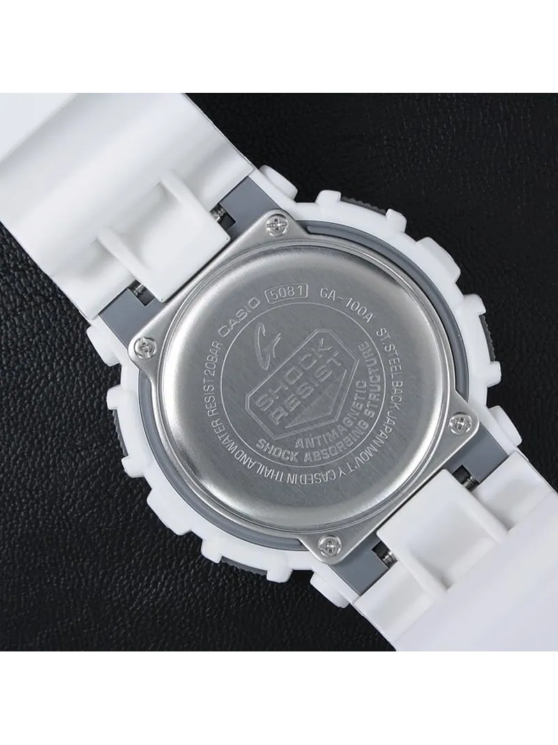 Часы Casio G-Shock Analog-Digital GA-100 Series, арт. GA-100A-7A — изображение 6 из 8, оттенок белый