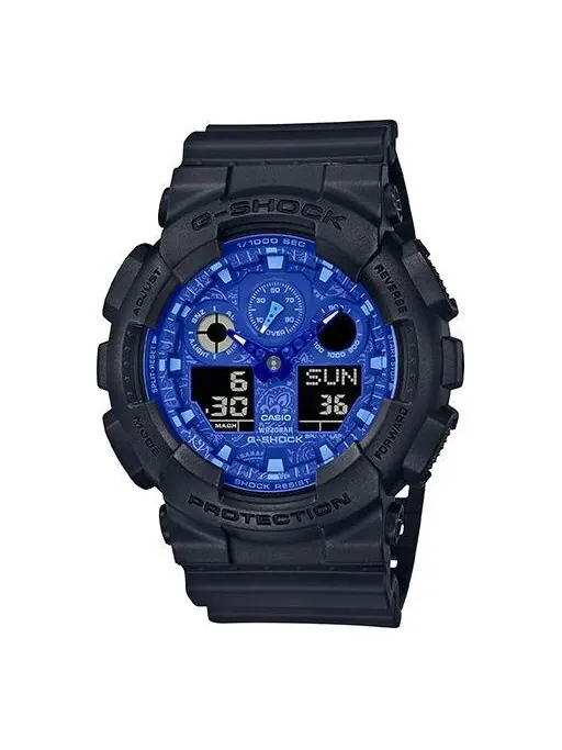 Часы Casio G-Shock Analog-Digital GA-100 Series, арт. GA-100BP-1APR — изображение 1 из 4, оттенок черный синий