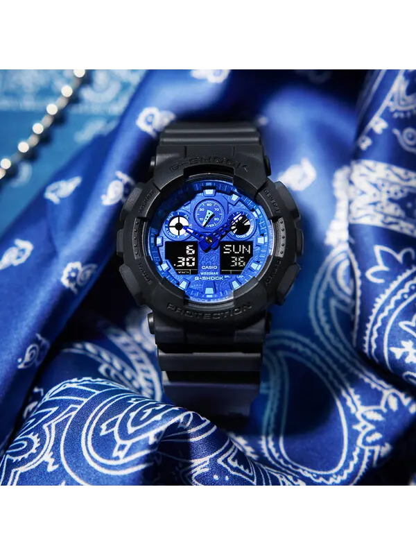Часы Casio G-Shock Analog-Digital GA-100 Series, арт. GA-100BP-1APR — изображение 2 из 4, оттенок черный синий
