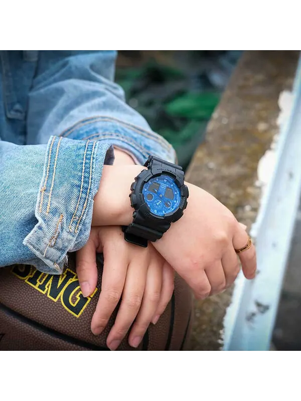 Часы Casio G-Shock Analog-Digital GA-100 Series, арт. GA-100BP-1APR — изображение 3 из 4, оттенок черный синий
