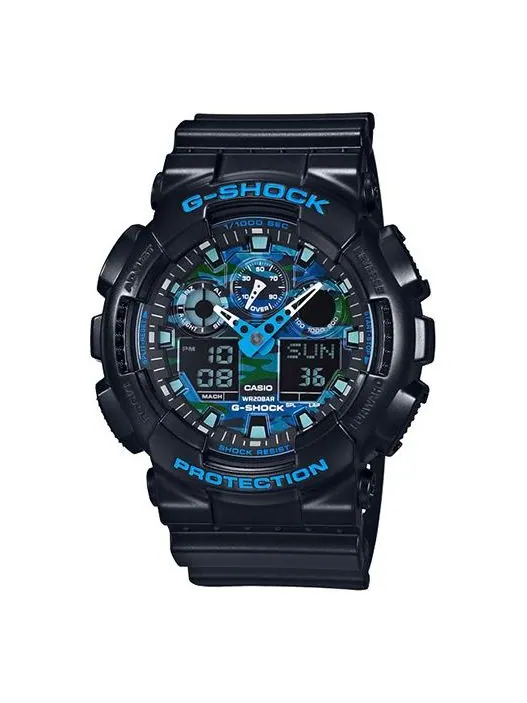 Casio G-Shock Аналогово-цифровые часы 'Черно-синие' — изображение 1 из 10, оттенок черный синий