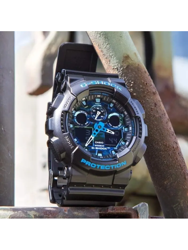 Casio G-Shock Аналогово-цифровые часы 'Черно-синие' — изображение 4 из 10, оттенок черный синий