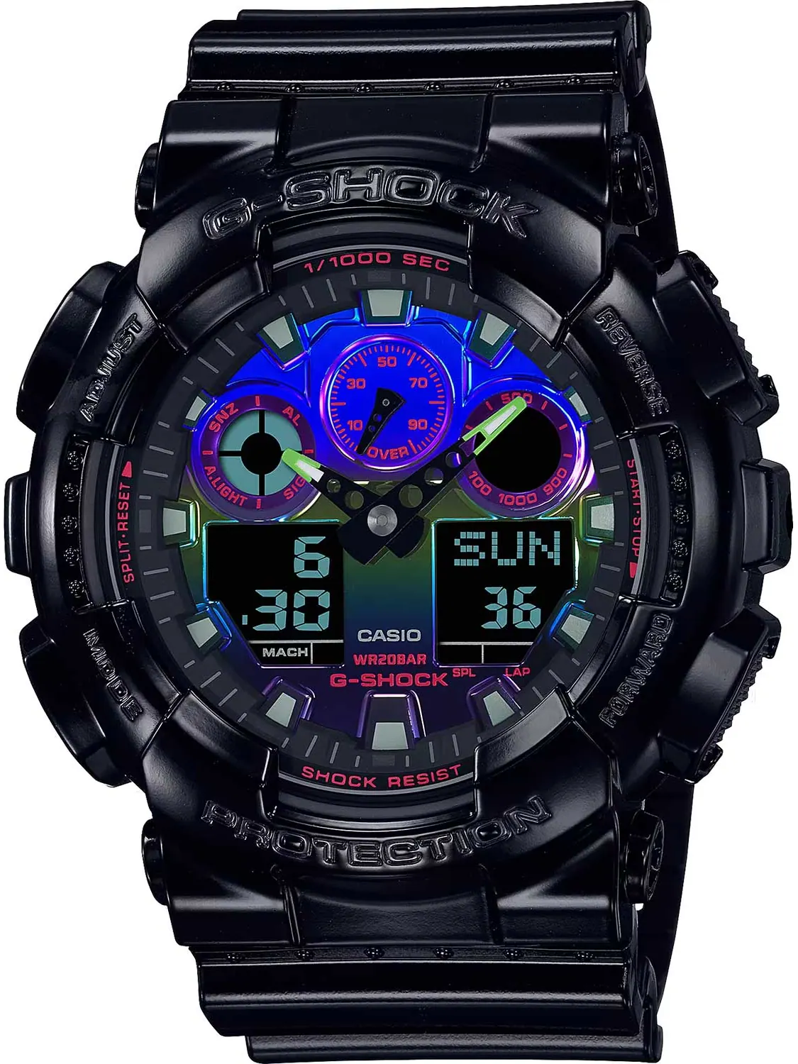 Часы Casio G-Shock GA-100 Virtual Rainbow — изображение 1 из 5, оттенок черный/синий