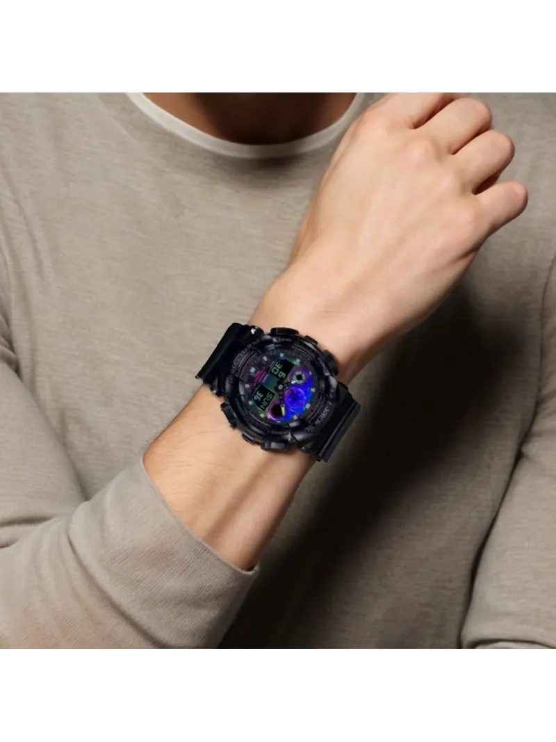Часы Casio G-Shock GA-100 Virtual Rainbow — изображение 3 из 5, оттенок черный/синий