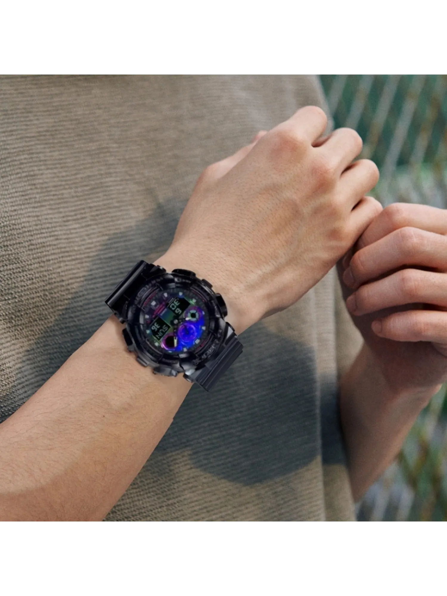 Часы Casio G-Shock GA-100 Virtual Rainbow — изображение 4 из 5, оттенок черный/синий