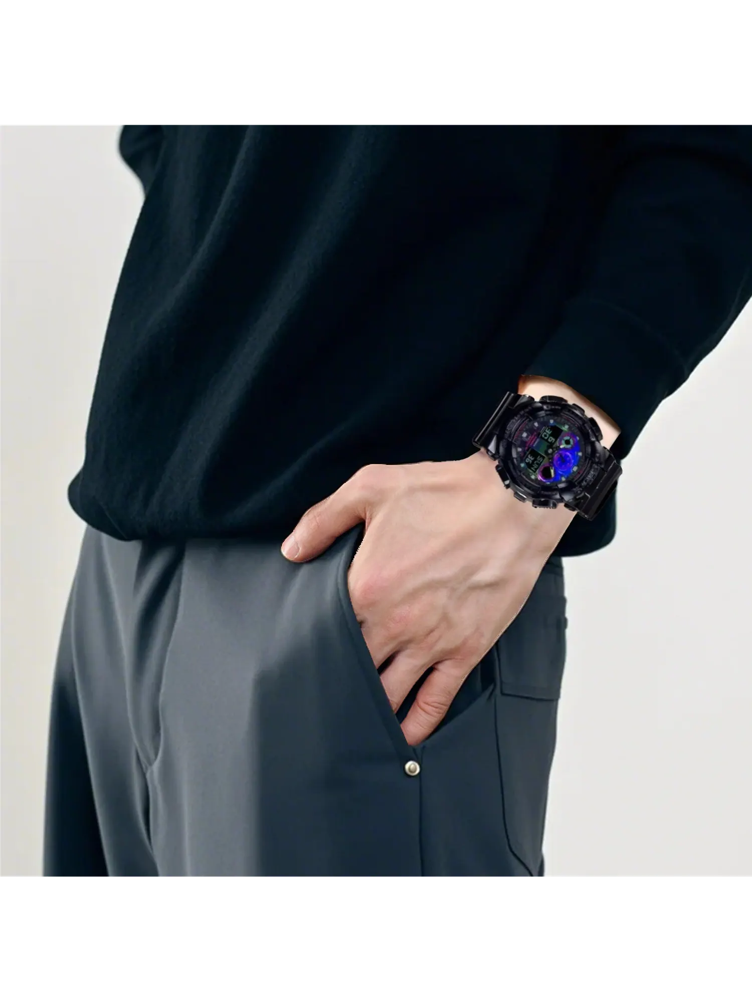 Часы Casio G-Shock GA-100 Virtual Rainbow — изображение 5 из 5, оттенок черный/синий