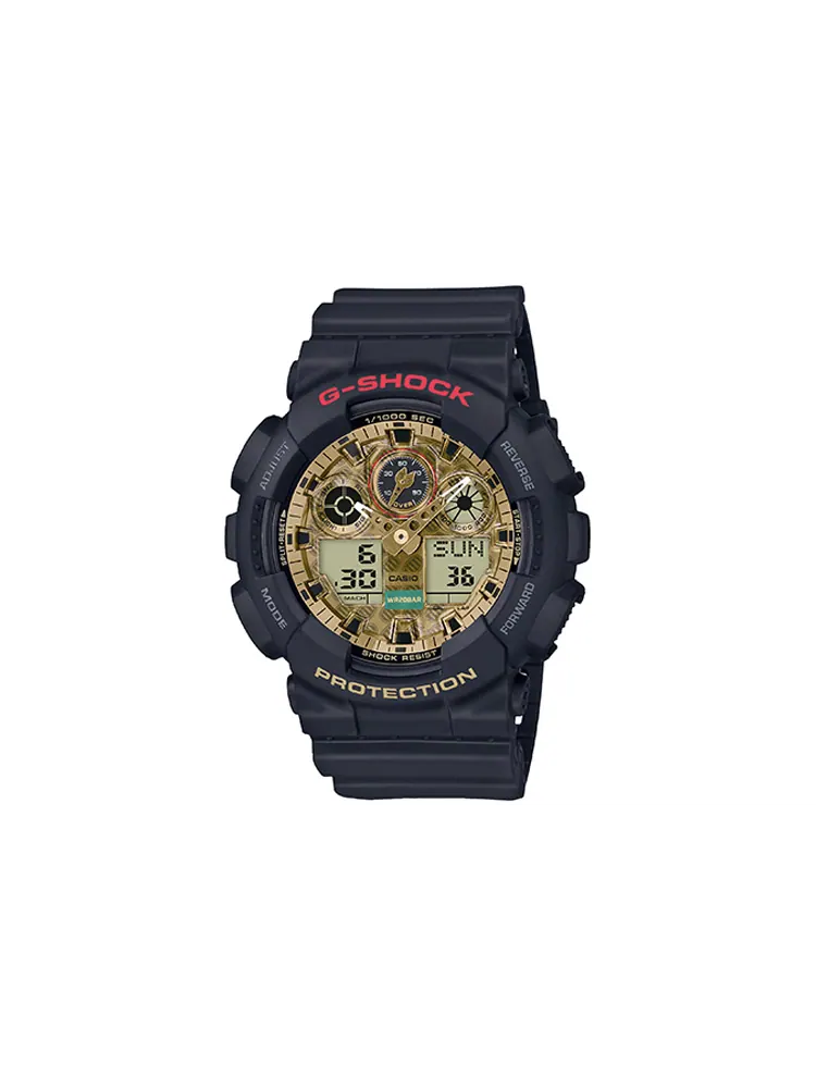 Часы Casio G-Shock Analog-Digital GA-100 Series, арт. GA-100TMN-1A — изображение 1 из 5, оттенок черный/золотой