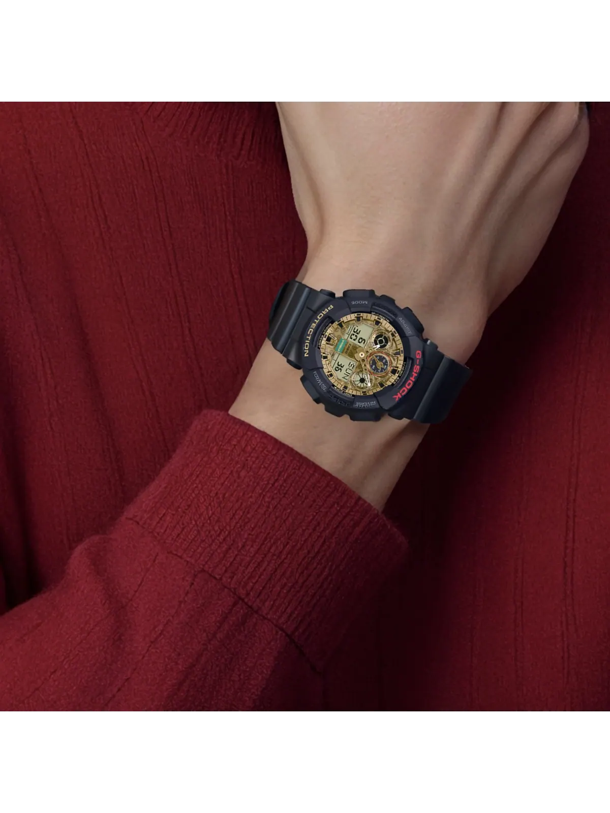 Часы Casio G-Shock Analog-Digital GA-100 Series, арт. GA-100TMN-1A — изображение 4 из 5, оттенок черный/золотой