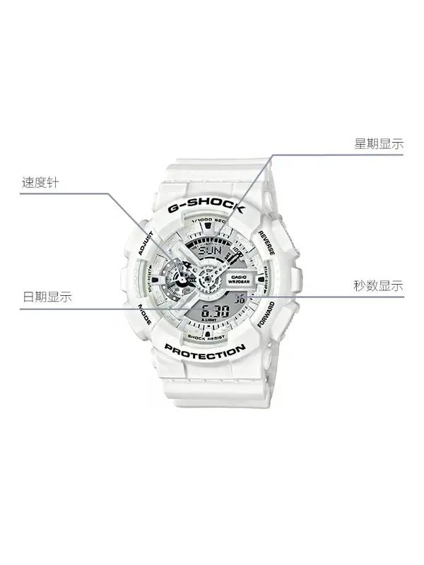 Часы CASIO G-Shock Analog-Digital 'White' — изображение 4 из 4, оттенок белый