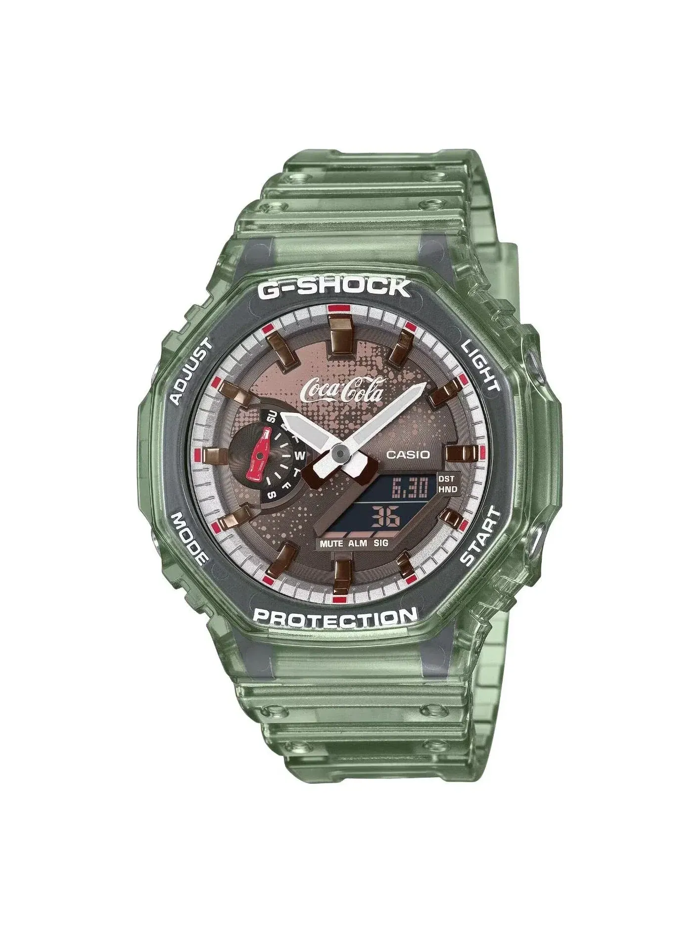 Часы CASIO x Coca-Cola 2100-Series G-Shock 'Green' GA-2100CC-3A — изображение 1 из 6, оттенок зеленый