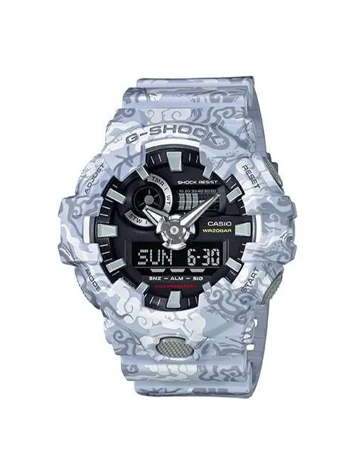 Часы CASIO G-Shock Analog-Digital 'White' — изображение 1 из 2, оттенок черный белый