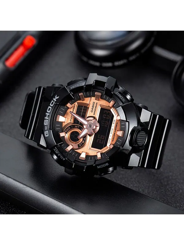 Часы CASIO G-Shock Analog-Digital 'Black' — изображение 2 из 4, оттенок золотистый
